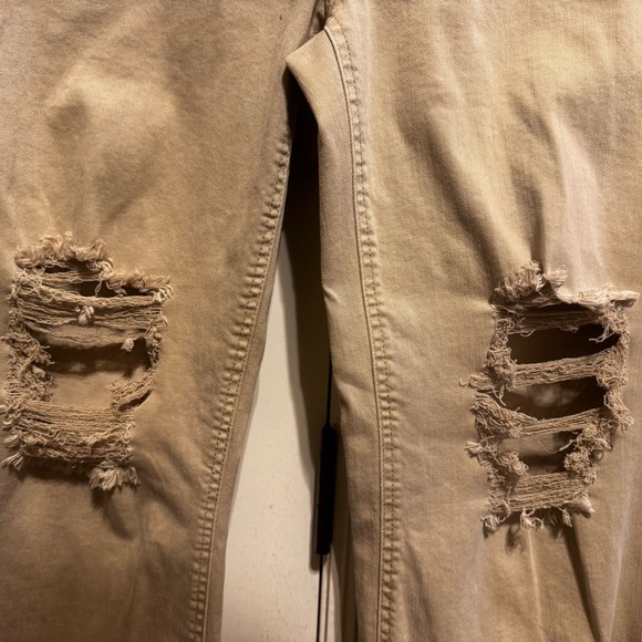 Risen Jeans High Rise Distressed Straight Leg Sand Khaki Color Sz 11 Waist 30 - Picture 4 of 16